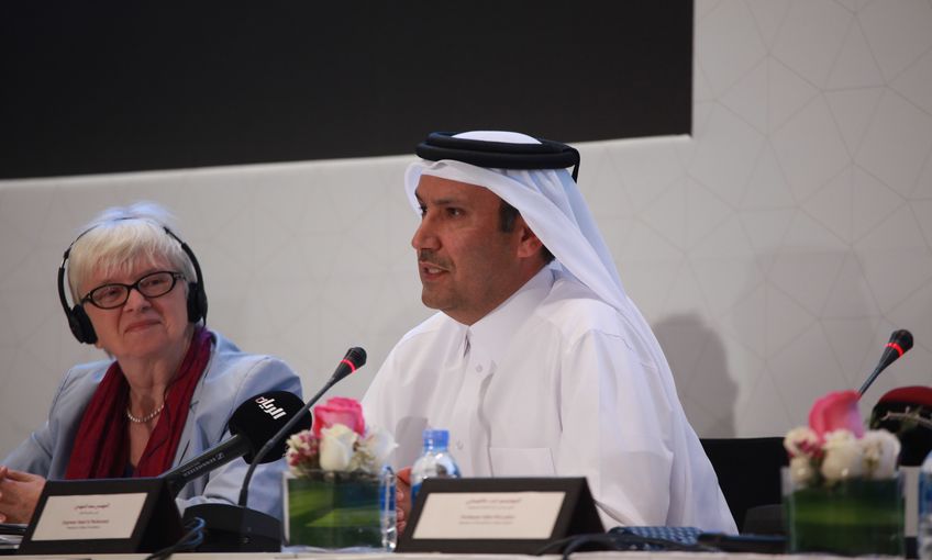 Engineer Saad Al Muhannadi, QF President and Dr Claudia Lux, Project Director of Qatar National Library.jpg