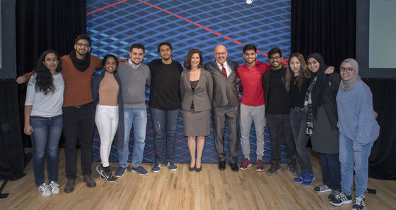 President Jahanian with CMU-Q Students.JPG