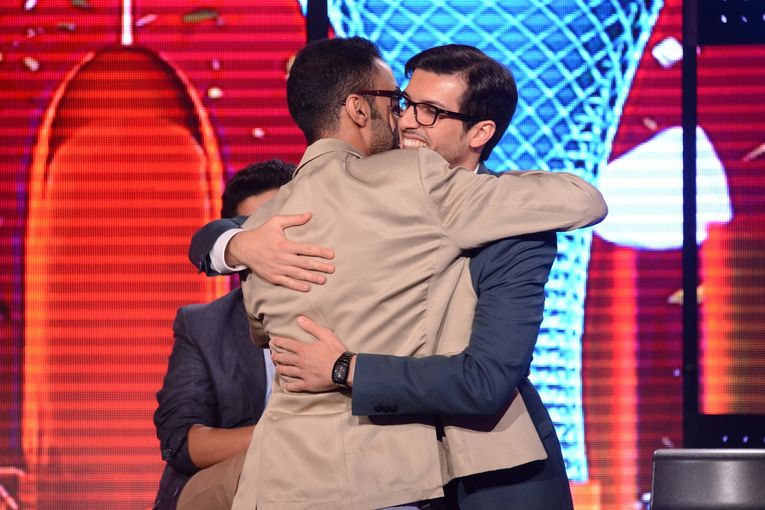 two of the four finalistsThiab Al Dossari and Sultan Al Sobhi congratulate eachother.JPG